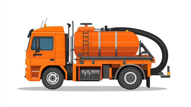 Detailed Side View of a Vacuum Septic Tank Truck