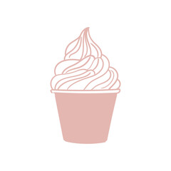 Original hand-drawn illustrations of a cold and sweet ice cream. A vintage ink line drawing for cards, menus, ice cream shops, bakeries, cafes, or graphic design.