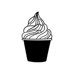 Original hand-drawn illustrations of a cold and sweet ice cream. A vintage ink line drawing for cards, menus, ice cream shops, bakeries, cafes, or graphic design.