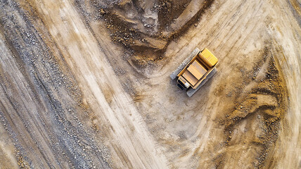 Aerial View of Dump Truck in Quarry