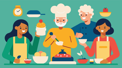 Baking Club Residents can engage in baking and cooking activities stimulating creativity and providing an enjoyable and delicious experience.. Vector illustration