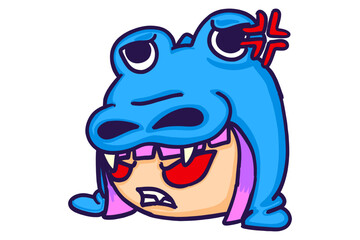 Angry cartoon character with a Crocodile hat