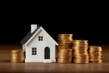 House Model with Gold Coins  Homeownership  Finance  Savings  Investment  Real Estate