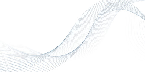 Abstract grey smooth wave on a white background. Dynamic sound wave. Design element. Vector illustration. 