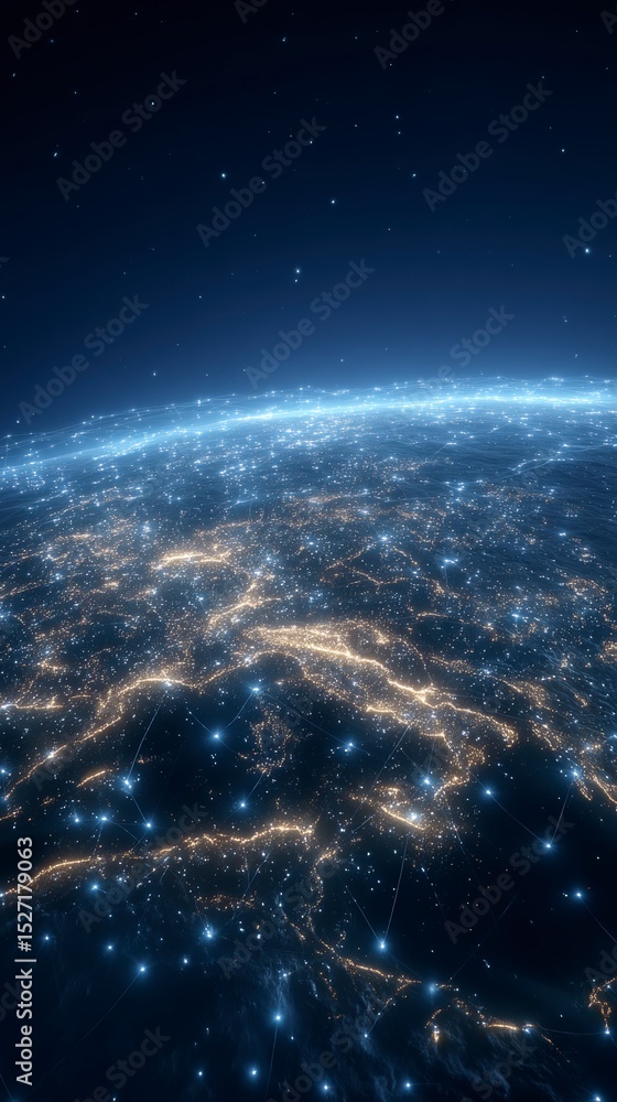 Poster global network interconnected world digital communication high res 3d render