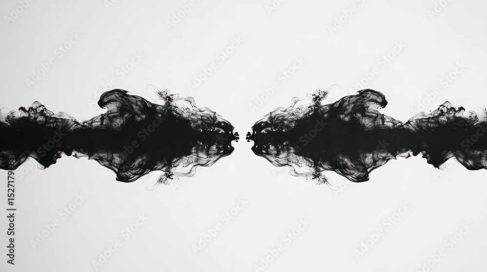 Poster abstract ink patterns mirroring each other