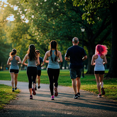 Fototapeta premium Group of Runners in the Park