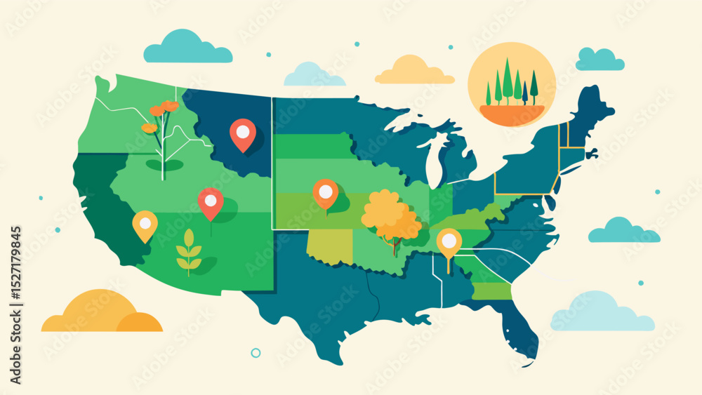 Poster an interactive map overlaid with historical weather and soil data providing insights for optimal pla