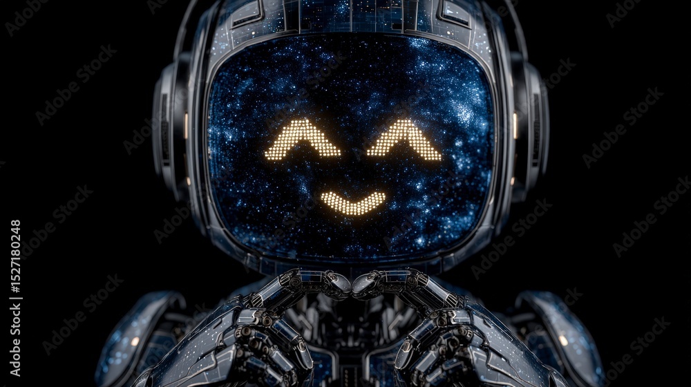 Poster happy ai robot 3d render chatbot friendly ai digital assistant artificial intelligen