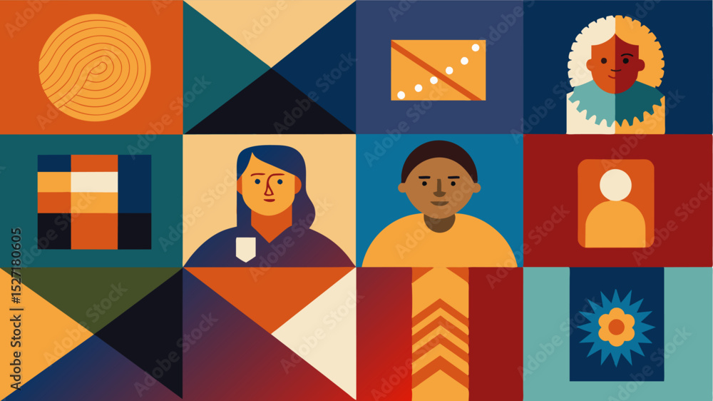 Poster patchwork of personality using fabrics that reflect ones unique personality and interests this quilt