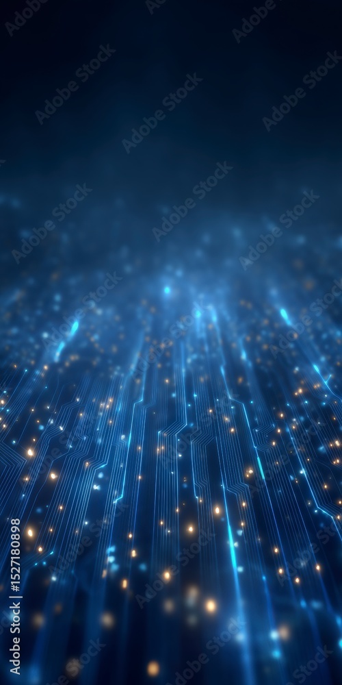 Poster abstract digital circuit lines glowing dots technology background