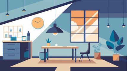 The lofts natural light and minimalist design create a calm and clutterfree environment promoting productivity and focus.. Vector illustration
