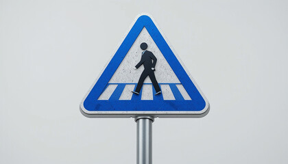 3D Render of Pedestrian Crossing Traffic Sign on White Background