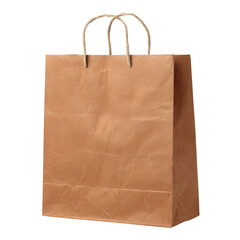 Eco-friendly brown paper shopping bag isolated on a transparent background