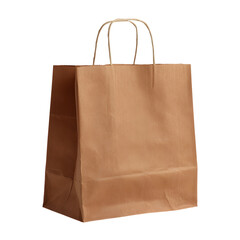Eco-friendly brown paper shopping bag isolated on a transparent background