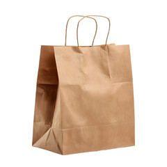 Eco-friendly brown paper shopping bag isolated on a transparent background