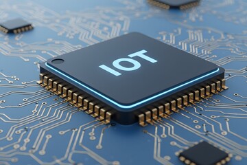 IoT Connecting Smart Devices Illustrated on a Processor.
automation, processor, with Generated AI