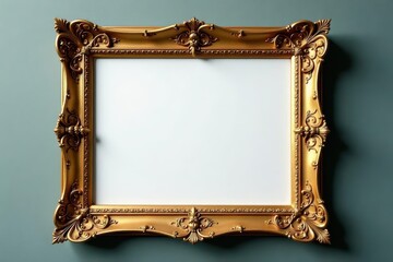 Gilded wooden picture frame, weathered patina, aged, rustic, isolated