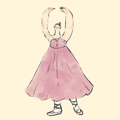 バレエのアンオーのポーズをとっている女性