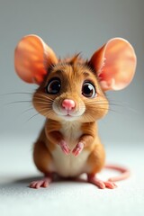 Large-eyed brown mouse, tiny nose, curious gaze, wood, nature, grass