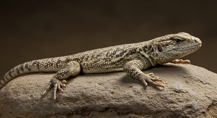 Naklejka premium Close-up of a Desert Lizard Resting on a Rock