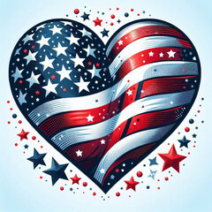Obraz premium Patriotic American Flag Heart Design A Symbol of Love and National Pride