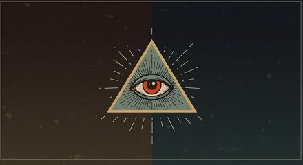 Eye in Triangle Vintage Style Graphic on Grunge Background