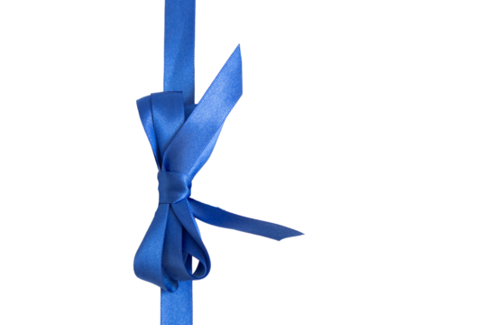 Blue ribbon with a bow, to decorate a gift, Father's Day, anniversary or Christmas, PNG