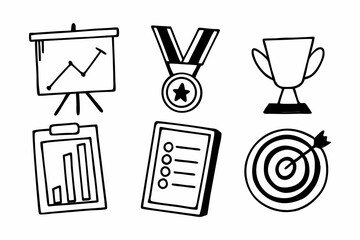 Professional business success icons set png