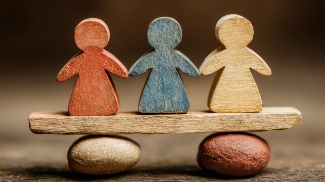 Three stick figures show mediation in action, with one helping the others resolve disputes through calm communication.
