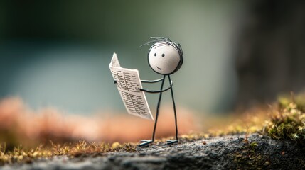 A stick figure engages with news on paper or phone, representing active exploration of new paths and career options.
