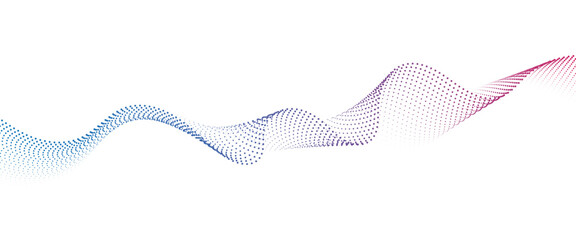 Flowing Dot Wave halftone gradient pattern on transparent background	
