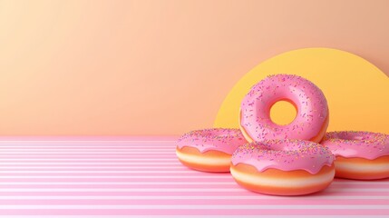 Retro Synthwave National Donut Day Celebration on Golden Gradient Background