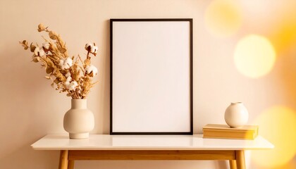 Fototapeta premium Scandinavian Decor Layout Featuring Black Frame and Natural Light Styling