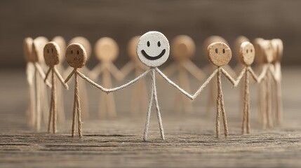 A stick figure is warmly welcomed by a group, symbolizing the smooth integration and onboarding of a new employee into the team.
