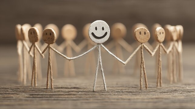 A stick figure is warmly welcomed by a group, symbolizing the smooth integration and onboarding of a new employee into the team.
