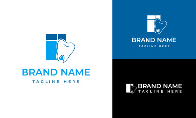 Blue Modern Dental Tooth Icon Logo Vector Illustration Design