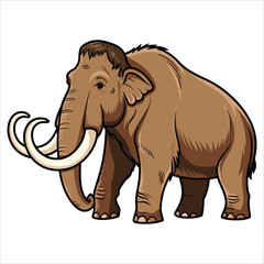 Mammoth illustration representing Earth evolution. Quaternary period extinct animal in cartoon vector style.