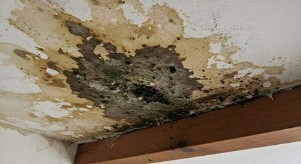 Ceiling mold damage repair services and inspection for water leaks in residential homes urgent help needed on transparent background