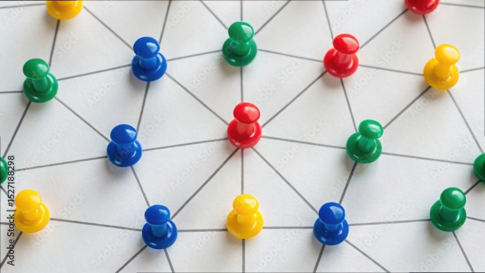 Poster Colorful Pushpins on a Decision Map Showcasing Behavior Patterns