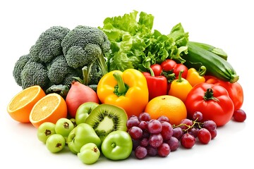 Fresh Fruits and Vegetables Broccoli, Lettuce, Peppers, Oranges, Grapes, Kiwi, Tomatoes and Green Apples