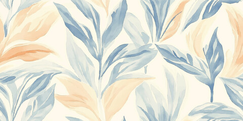 Fototapeta premium Abstract Watercolor Leaf Seamless Pattern. Organic Botanical Foliage Nature Design for trendy design, textile, packaging, fabric, wallpaper, branding, stationery, wrapping paper interior decor.