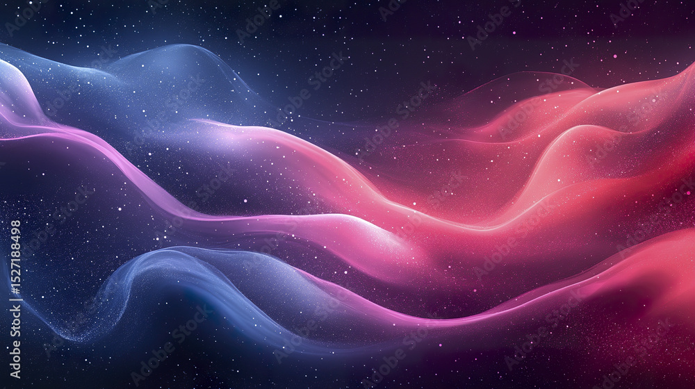 Poster abstract technology background with flowing waves and starry elements, evoking sense of wonder