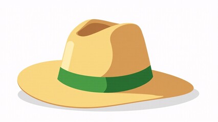 Yellow Fedora Hat With Green Ribbon