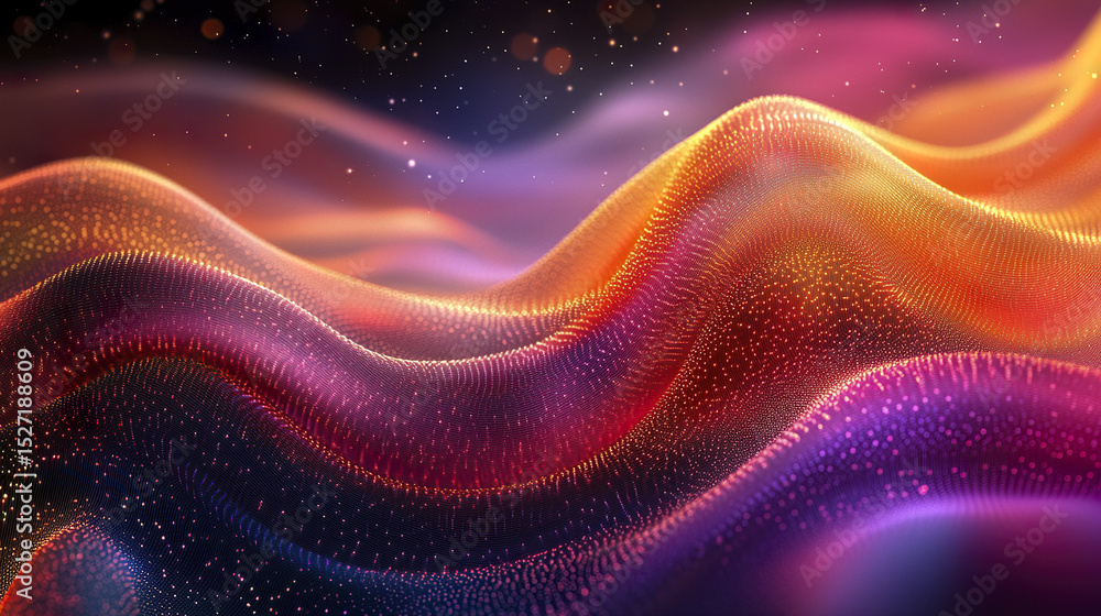 Poster vibrant abstract waves in colorful digital landscape create mesmerizing visual experience