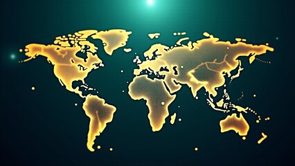 Glowing World Map On Dark Background