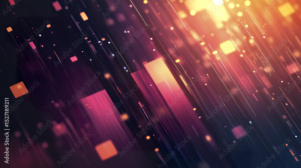 Poster vibrant abstract technology background with colorful light patterns and geometric shapes