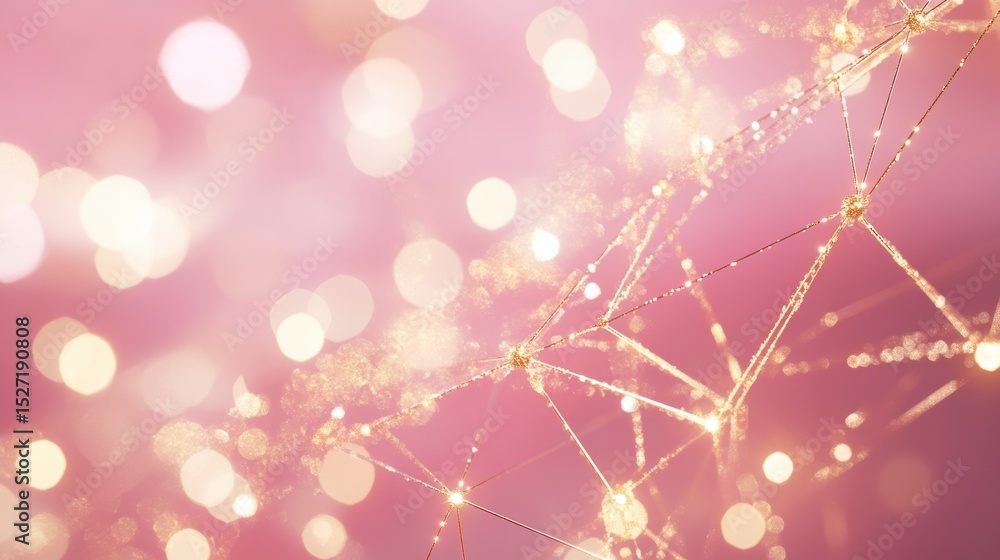Aufkleber abstract pink background with golden dna-like structure and bokeh lights.