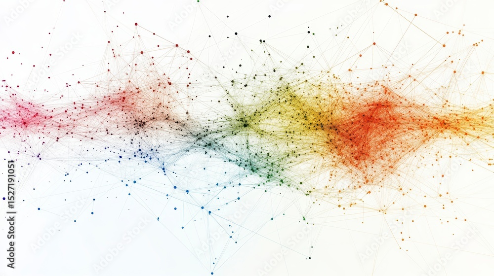Poster abstract colorful network connection lines and dots.