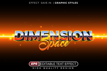 Editable 3d vector text effect dimension space with retro color